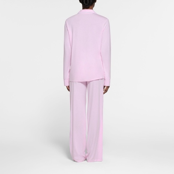 Skims Sleep Long Sleeve Button Up Set in Cherry Blossom - Picture 3 of 3